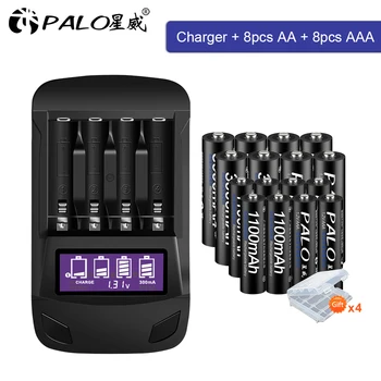 PALO 1.2 V Įkraunamas AA AAA Baterija su pažangia 1.2 v Ni-MH AA ir AAA Akumuliatorių Įkroviklis